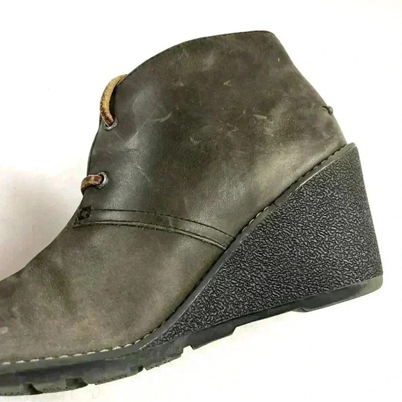 Sperry Harlow Burnish Gray Leather Wedge Almond Toe Chukka Booties Size 8 - Picture 7 of 13